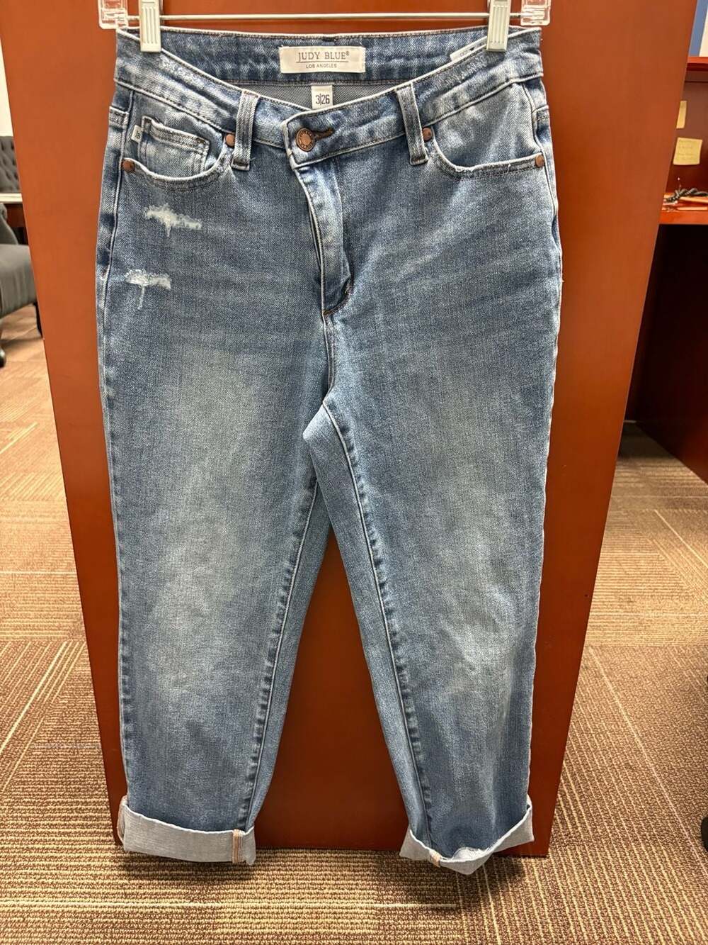 Judy Blue Boyfriend Jeans Size 3/26 Distressed Cuffed Mid Rise
